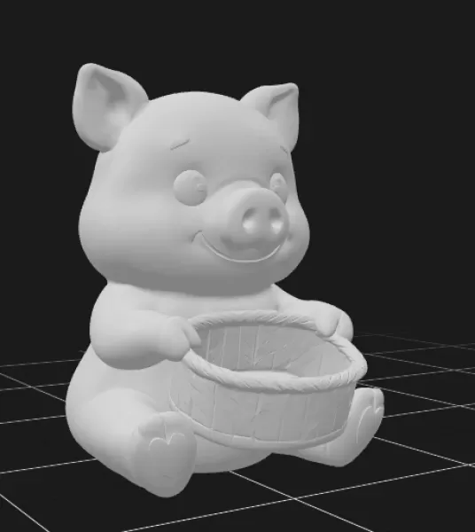 Pig Holding a Gift Basket - Model preview 5