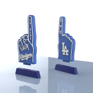 Los Angeles Dodgers Foam Finger Display, Go Blue Sports Fan - Model thumbnail 2