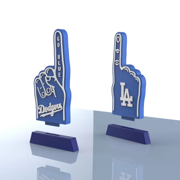 Los Angeles Dodgers Foam Finger Display, Go Blue Sports Fan - Model preview 2