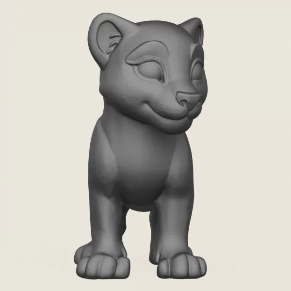 Lion Cub Print Ready 3D Model - Model preview 2