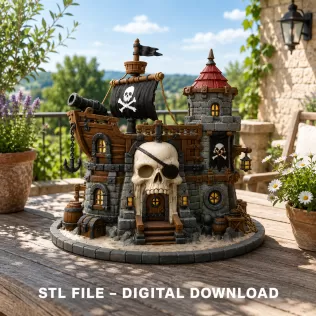 Pirate Skull Fortress STL File for 3D Print - Model thumbnail 2