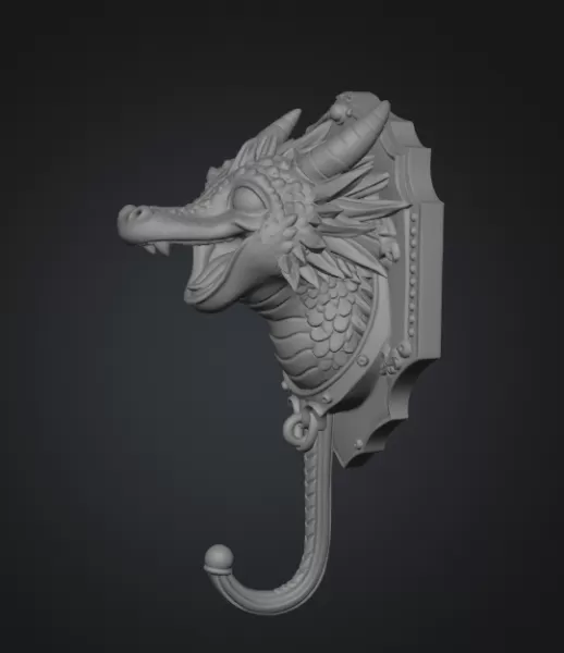 Dragon Wall Hook STL File for 3D Printing - Model preview 9