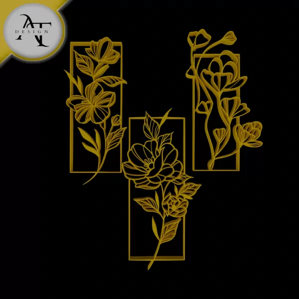 Flowers - Line Art - 2D Wall Art Decor - Model preview 1
