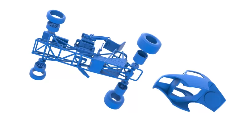 Front engine old school dragster with shell V11 Scale 1:25 - Model preview 20