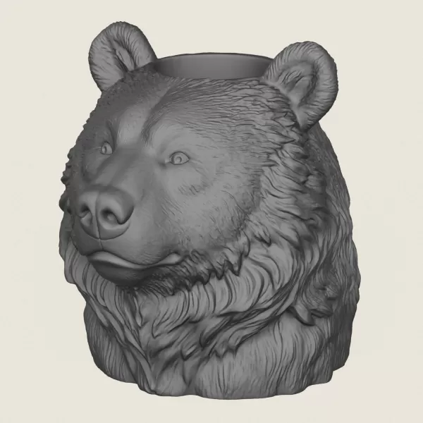 Bear Head Vase Print Ready 3D Model - Model preview 1