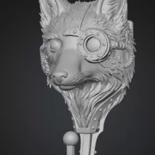 🦊 Steampunk Fox Wall Hook – STL File for 3D Printing - Model thumbnail 2