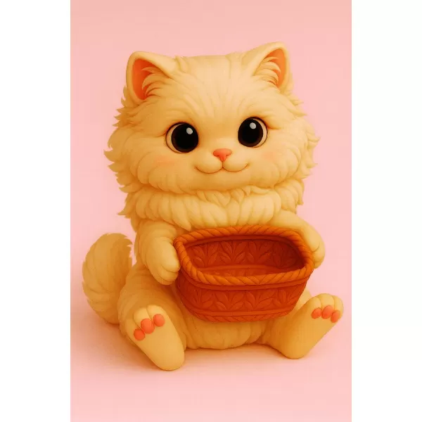Persian Cat Holding a Gift Basket - Model preview 1