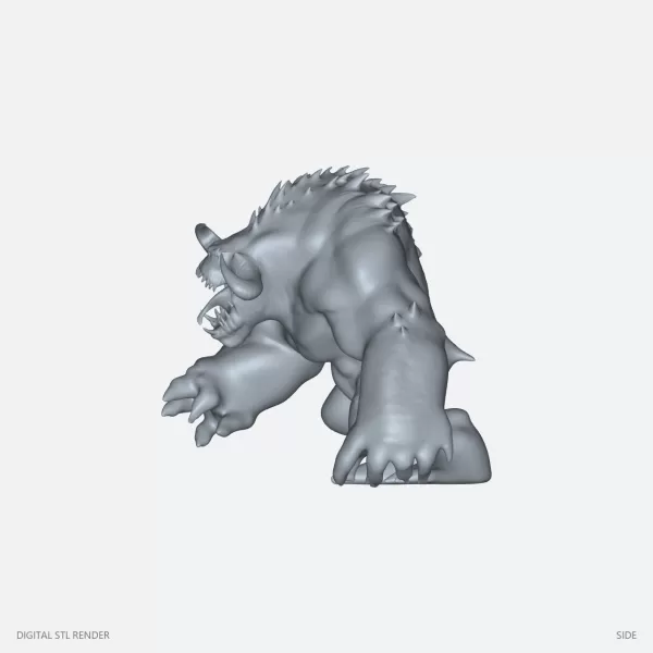 Horned Brute Demon - STL - Model preview 3