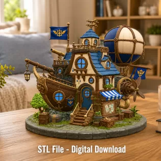 Sky Captain Airship House STL File for 3D Print - Model thumbnail 4