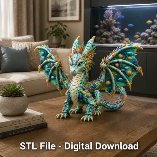 Ocean Bloom Dragon STL File for 3D Print - Model thumbnail 3