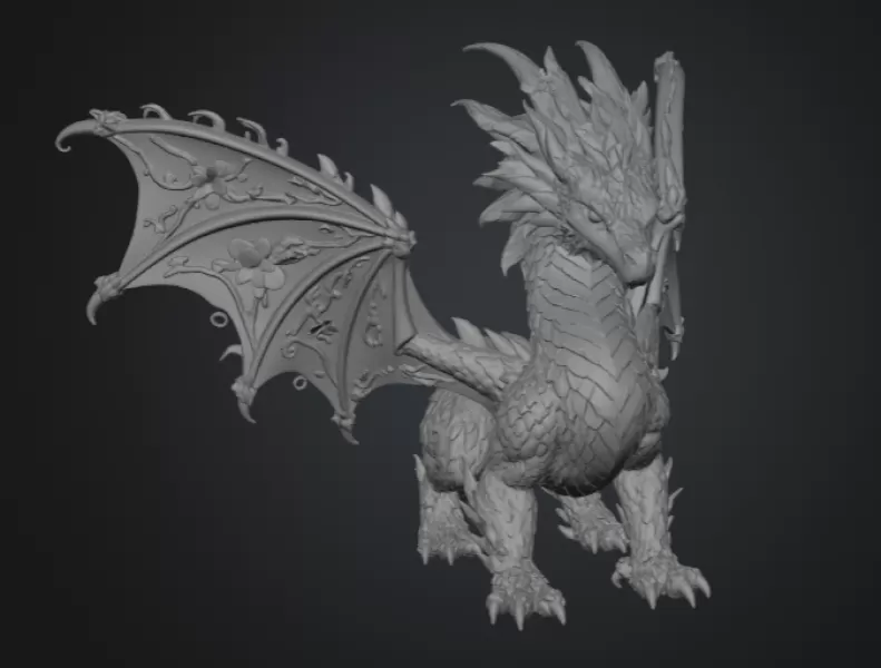 Spring Blossom Dragon STL File for 3D Print - Model preview 12