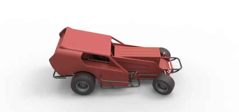 Vintage Dirt Modified stock car Version 4 while turning 1:25 - Model preview 23