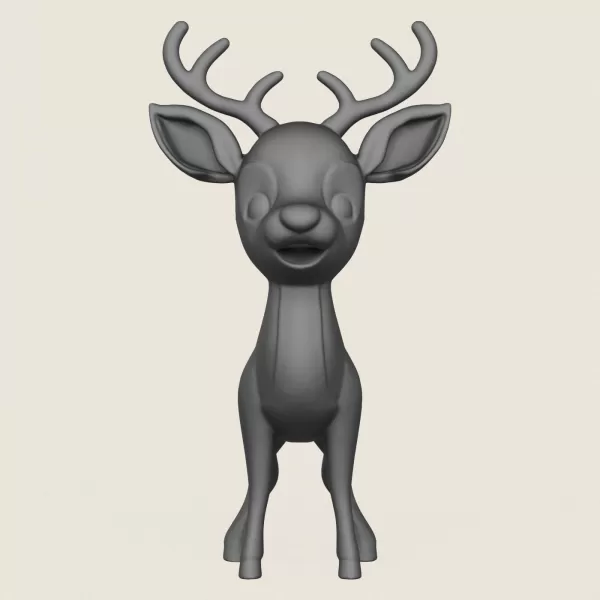 Cartoon Deer Print Ready 3D Model - Model preview 2