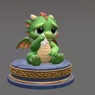Cute Crying Baby Dragon STL File for 3D Printing - Model thumbnail 6