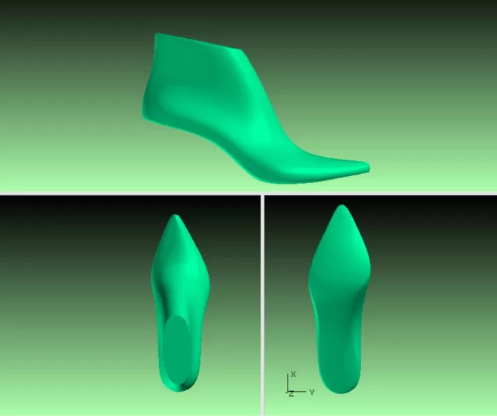 Women's Pointed Toe Pump Shoe Last 3D Model STL Printable High H - Model preview 1