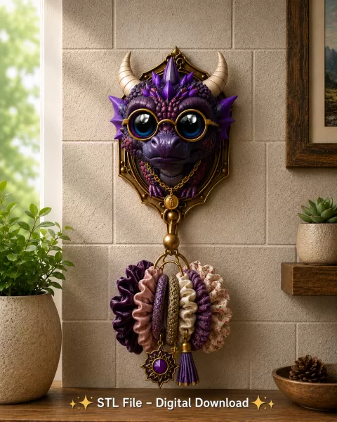 Kawaii Dragon Key Holder STL File for 3D Print - Model preview 1