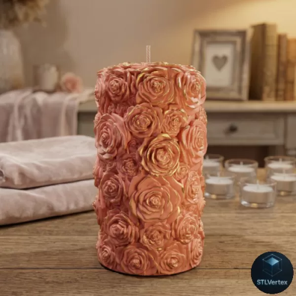 Rose Cylinder Candle Mold - 3D Printable Model - Model preview 1