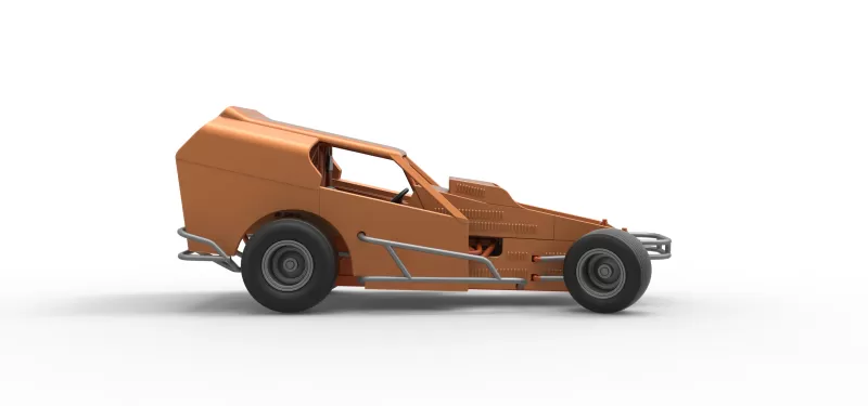 Vintage Dirt Modified stock car Version 3 while turning 1:25 - Model preview 22