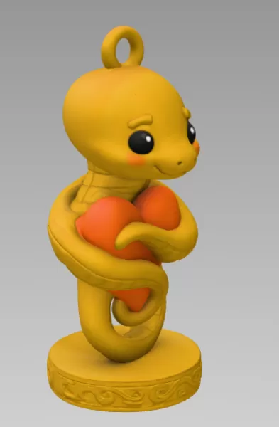Cute Snake with Heart – 3D Printable STL File - Model preview 6