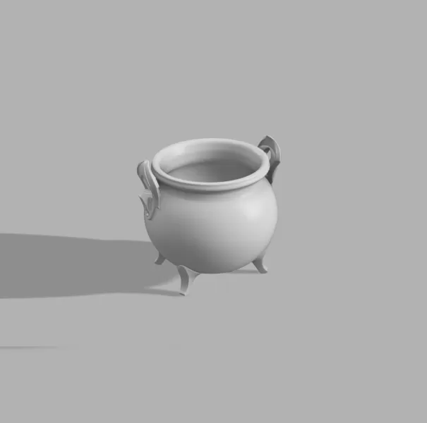 Witch Horned Cauldron - Mystic Candle Holder - Model preview 3