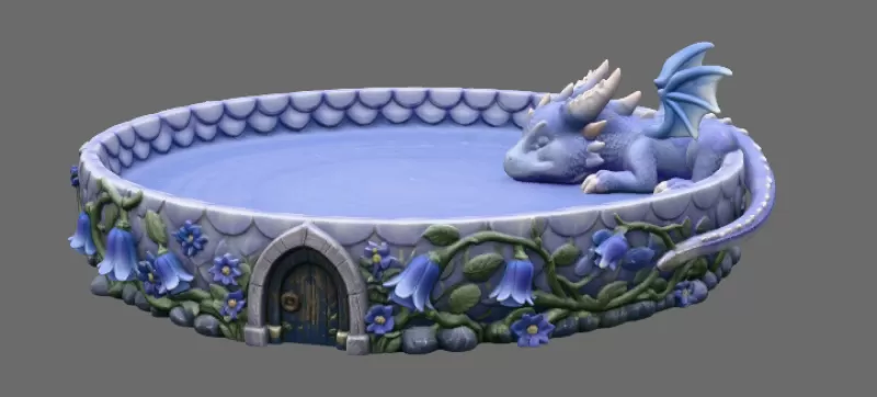 Sleeping Baby Dragon Tray STL File for 3D Print - Model preview 6