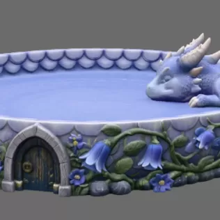 Sleeping Baby Dragon Tray STL File for 3D Print - Model thumbnail 6