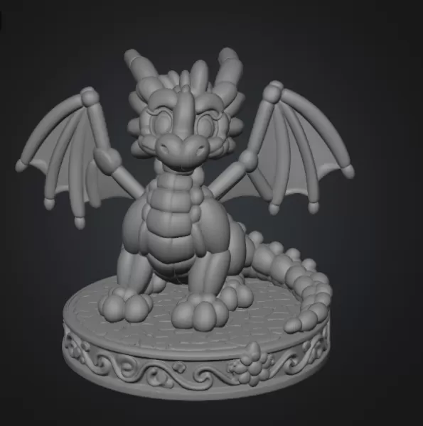 Cute Balloon Baby Dragon STL File for 3D Print - Model preview 7