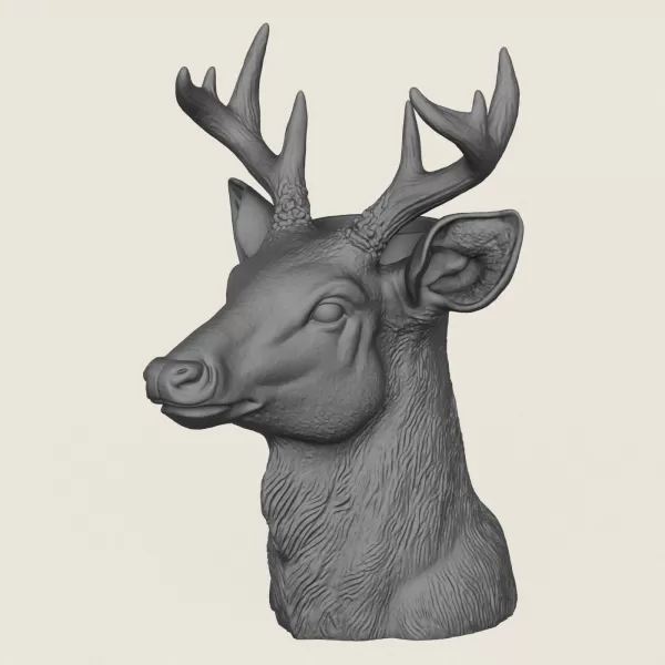 Deer Head Vase Print Ready 3D Model - Model preview 1