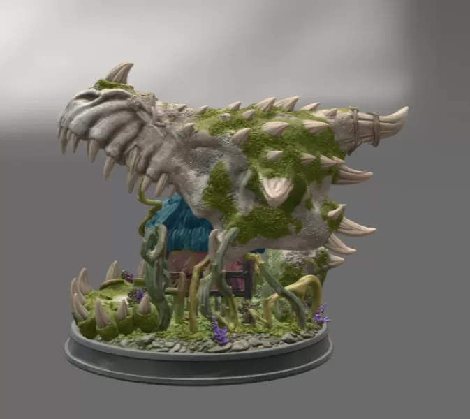 Dragon Skull Cottage STL File for 3D Print - Model preview 5