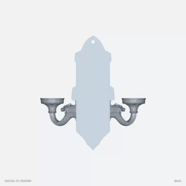 Twin-Cup Dragon Sconce Sculpture - STL - Model preview 4