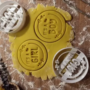 Boy & Girl Cookie / Fondant Cutter, Baby What Will It Be, Baby - Model thumbnail 3