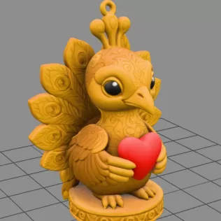 Peacock Heart Charm - STL file - Model thumbnail 4