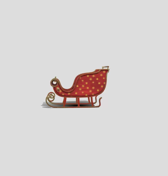 Holiday decorated Sled - Model preview 2