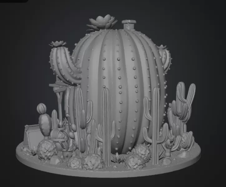 Cactus Cottage House STL File for 3D Print - Model preview 15