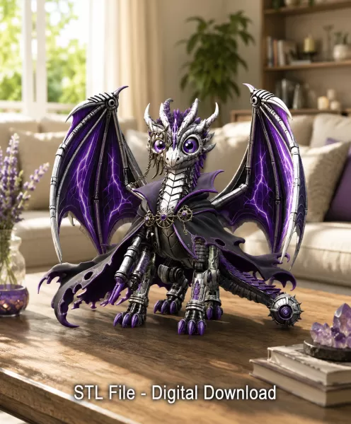 Shadow Mecha Dragon STL File for 3D Print - Model preview 5