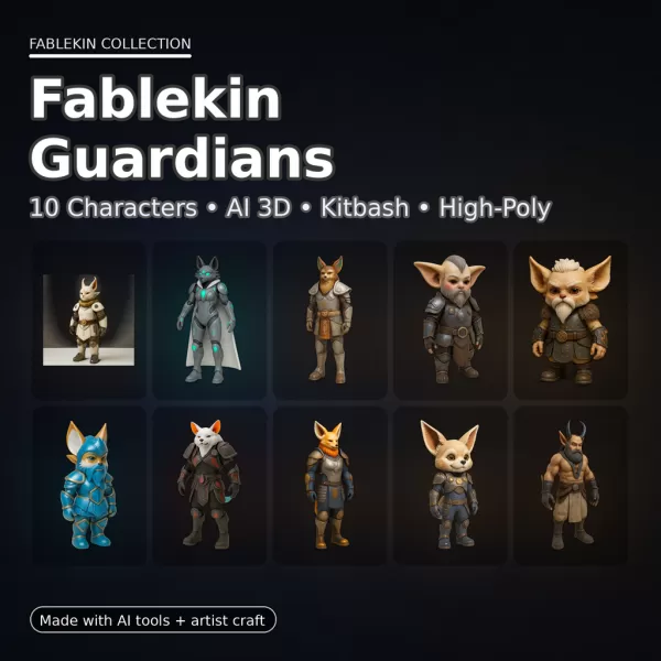 Fablekin Guardians — Character Pack (10 Stylized Heroes) - Model preview 1