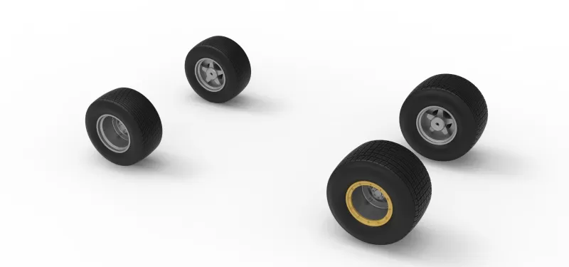 Wheel Set of Vintage Dirt late model Race car V4 Scale 1:25 - Model preview 8