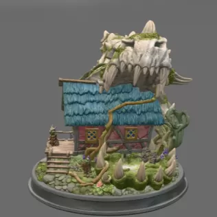 Dragon Skull Cottage STL File for 3D Print - Model thumbnail 4
