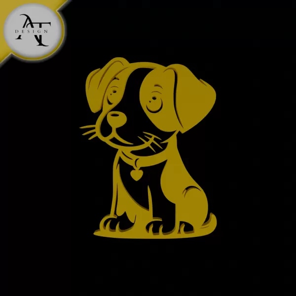 Puppy - Silhouette - 2D Wall Art Decor - Model preview 1