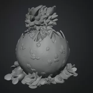 Cherry Blossom Baby Dragon in Egg STL File for 3D Print - Model thumbnail 15
