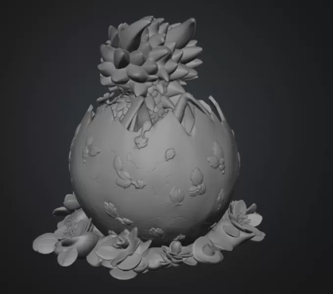 Cherry Blossom Baby Dragon in Egg STL File for 3D Print - Model preview 15