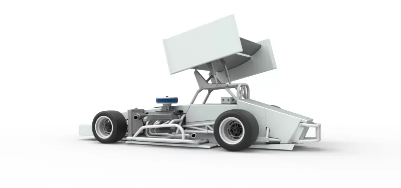 Supermodified front engine Winged race car V4 Scale 1:25 - Model preview 12