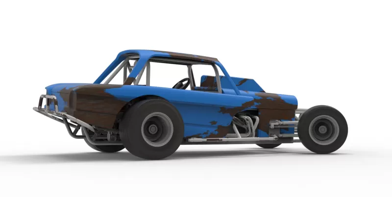 Vintage Dirt Modified stock car V10 while turning Scale 1:25 - Model preview 20
