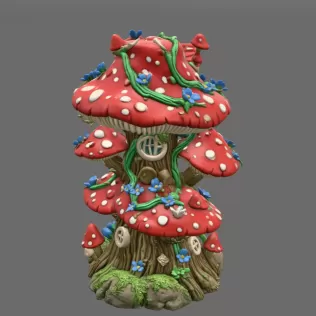 Enchanted Mushroom Village Tower STL File 3D Printable - Model thumbnail 5