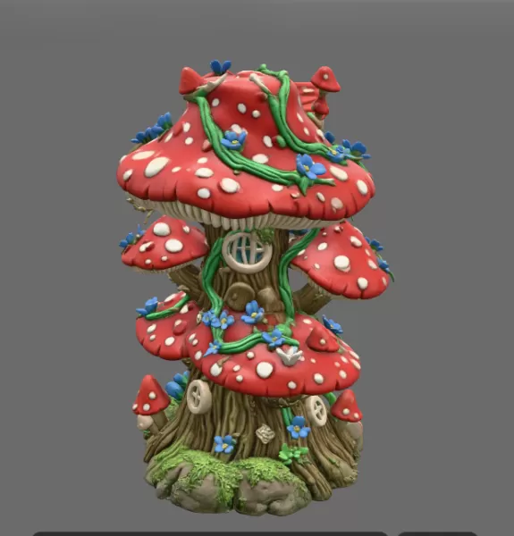 Enchanted Mushroom Village Tower STL File 3D Printable - Model preview 5