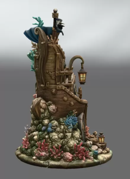 Enchanted Shipwreck Shell Bowl Organizer STL File for 3D Print - Model preview 10