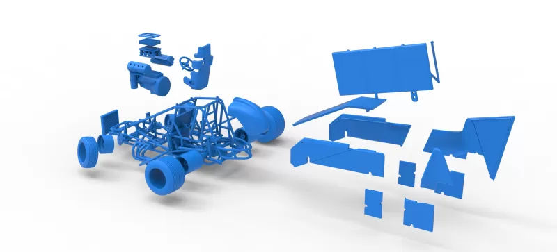 Winged Sprint car Version 2 while turning Scale 1:25 - Model preview 29