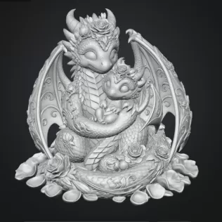 Rose Dragon Mother and Baby STL File for 3D Print - Model thumbnail 13