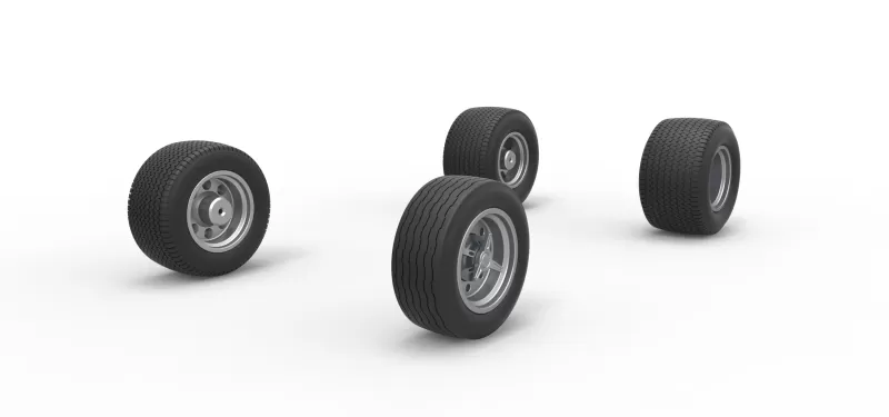 Wheel set of Northeast Dirt Modified stock car V5 Scale 1:25 - Model preview 2