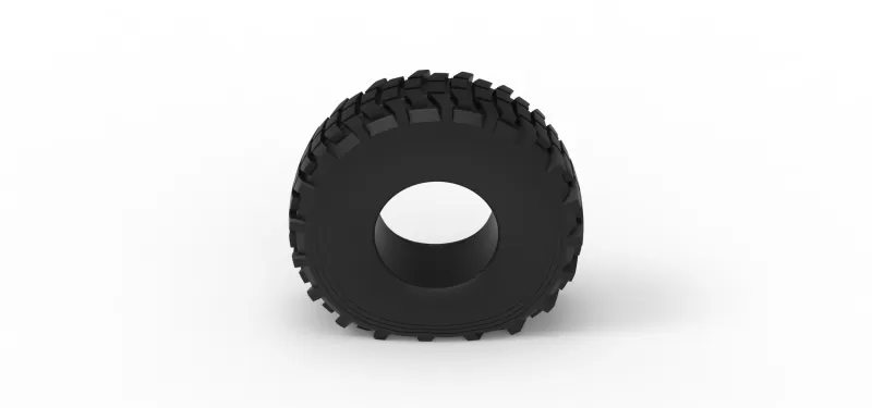Military truck tire 5 deflated Scale 1:25 - Model preview 6